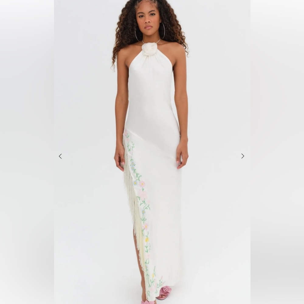 Tina Embroidered Maxi Dress - floral with open leg